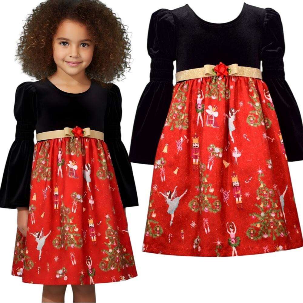 Bonnie Jean NWOT Dress Girls bodice ballet dancers, toy soldiers, Christmas SZ 6